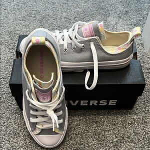 Converse Gray Floral Sneakers